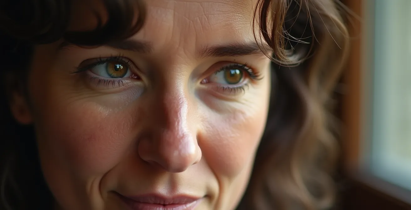 Nahaufnahme eines zuhörenden Partners mit aufmerksamer Mimik, der Augenkontakt hält