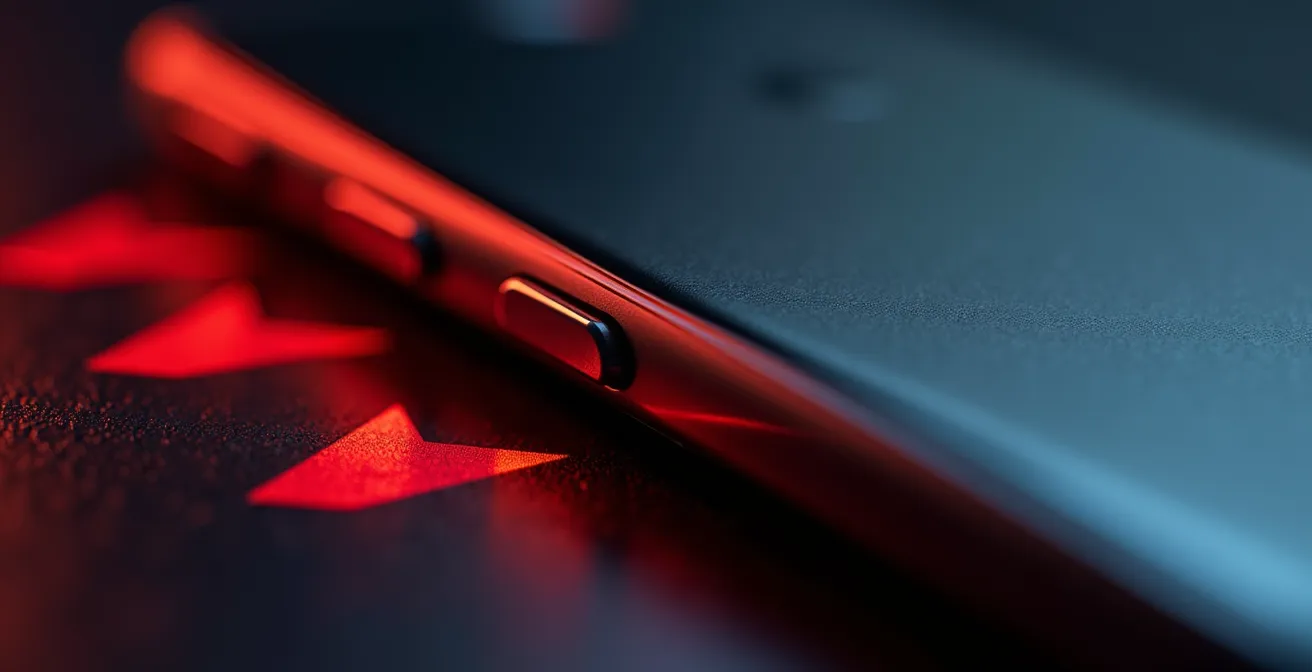 Smartphone mit abstrakten Warnsymbolen für Online-Dating-Sicherheit