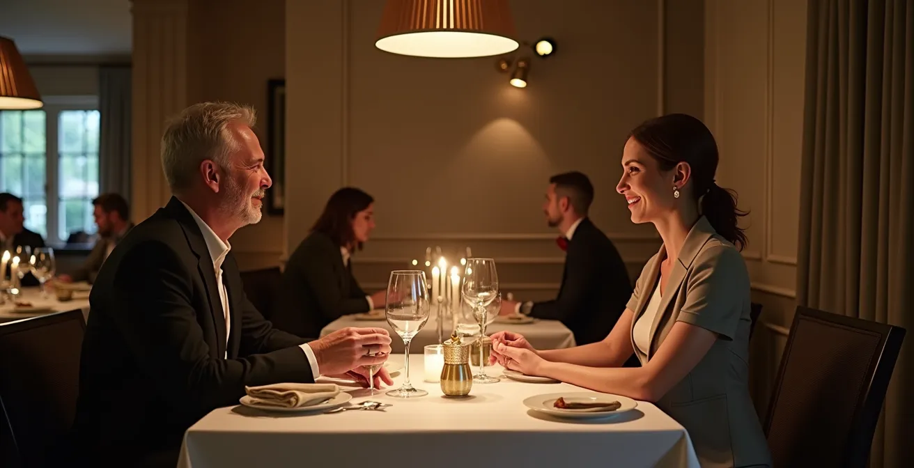 Paar bei romantischem Dinner mit Kerzenschein