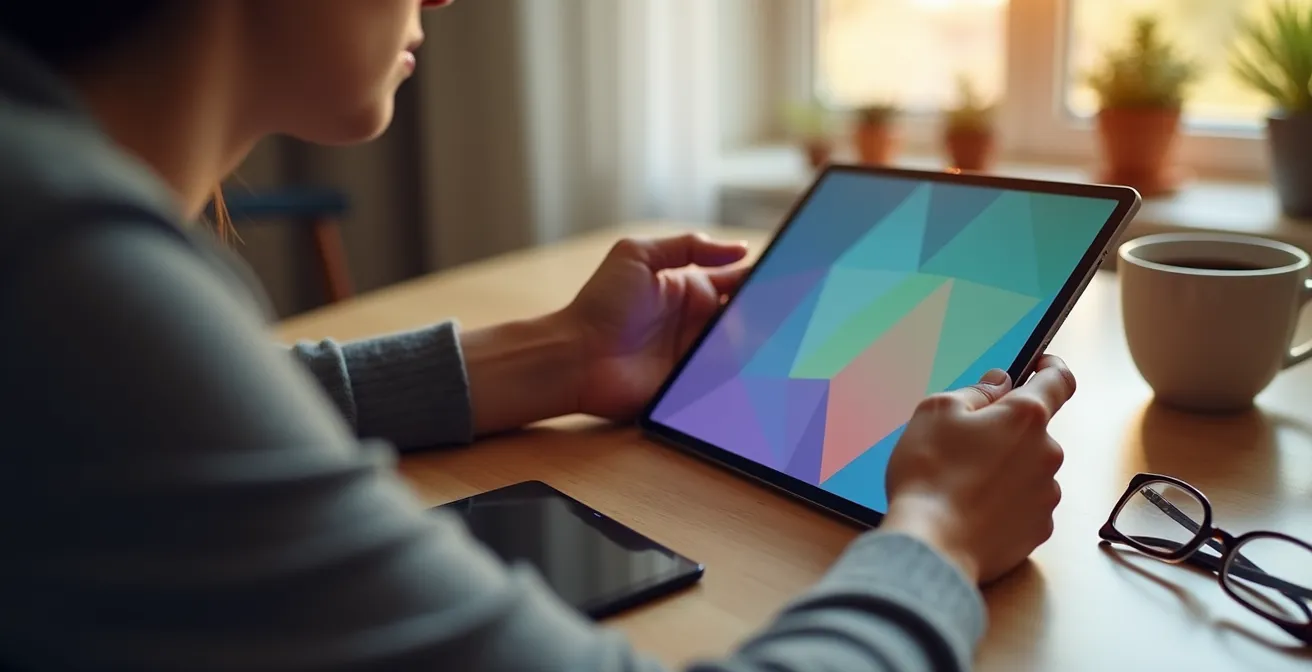 Person beim Ausfüllen eines Persönlichkeitstests mit nachdenklicher Mimik