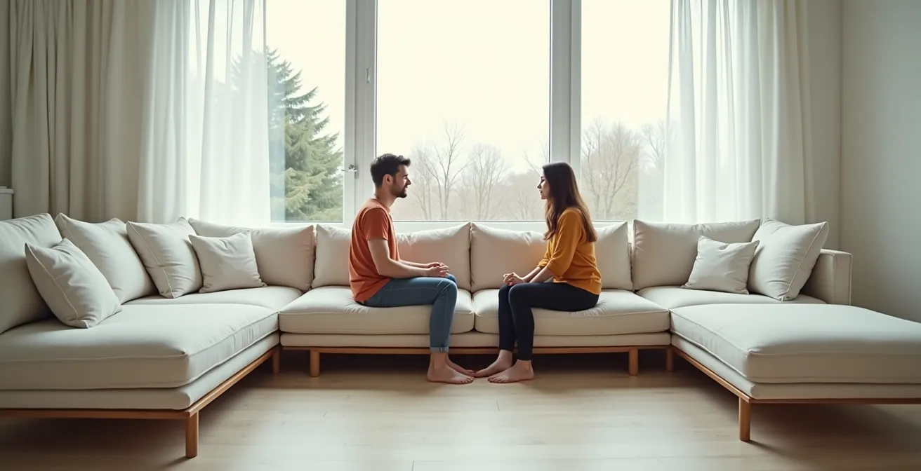 Partner lösen gemeinsam einen Konflikt auf sichere und konstruktive Weise