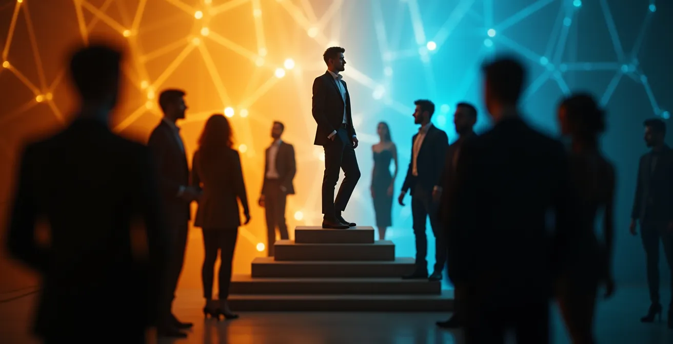 Abstrakte Darstellung von Gruppendynamik und sozialen Hierarchien