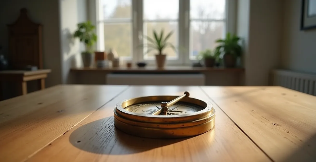 Kompass mit deutschen Wertebegriffen zeigt verschiedene Richtungen der Partnerschaftswerte